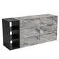 63" Grey Faux Marble and Black Wood Six Drawer Double Dresser