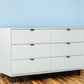 51" White Manufactured Wood Six Drawer Double Dresser