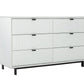 51" White Manufactured Wood Six Drawer Double Dresser