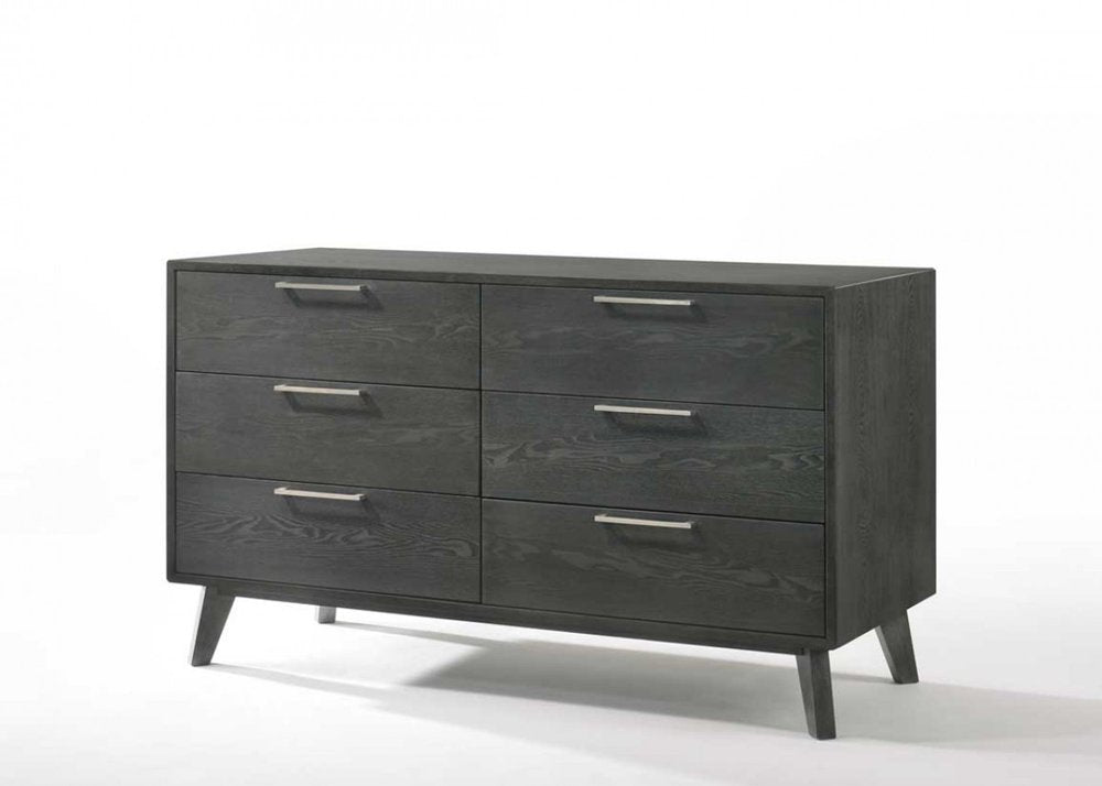30" Grey Wash Solid Wood Five Drawer Chest