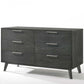 51" Grey Wash Solid Wood Six Drawer Double Dresser