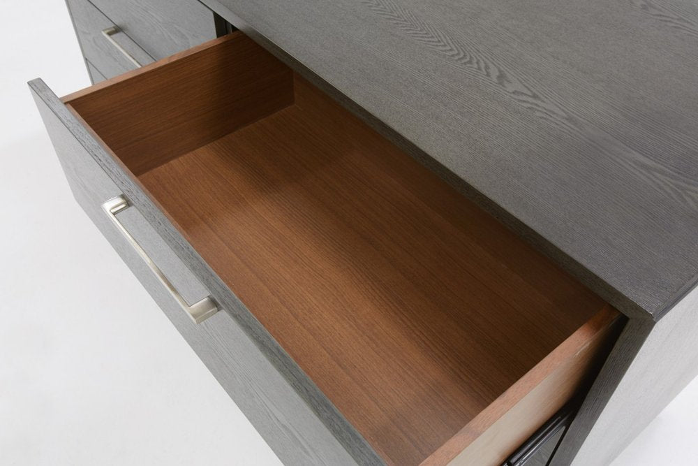 30" Grey Wash Solid Wood Five Drawer Chest