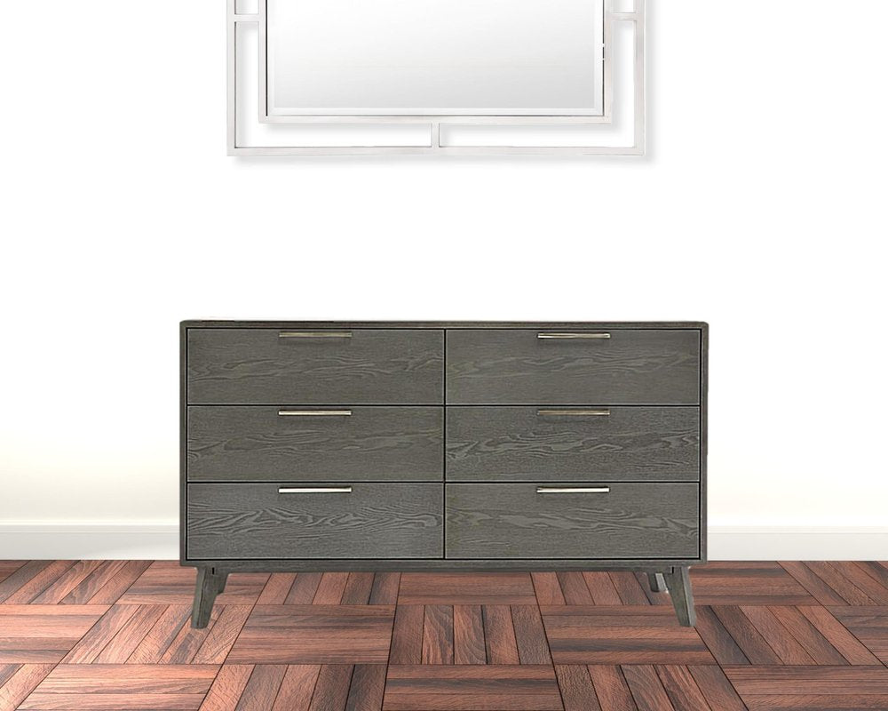 30" Grey Wash Solid Wood Five Drawer Chest