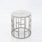 Stylish Silver And White Marble Round Geometric End or Side Table