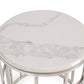 Stylish Silver And White Marble Round Geometric End or Side Table