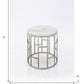 Stylish Silver And White Marble Round Geometric End or Side Table