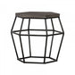 Modern Gray Concrete and Black Metal Hexagonal End Table