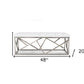 48" White and Silver Tufted Faux Leather Upholstered Bench