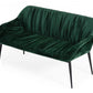56" Green and Black Velvet Upholstered Dining Bench