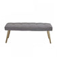47" Gray and Antiqued Brass Tufted Linen Blend Upholstered Dining Bench