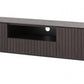 63" Dark Brown And Black Wood And Metal Open and Enclosed Storage TV Stand
