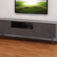 63" Dark Brown And Black Wood And Metal Open and Enclosed Storage TV Stand