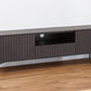 63" Dark Brown And Black Wood And Metal Open and Enclosed Storage TV Stand