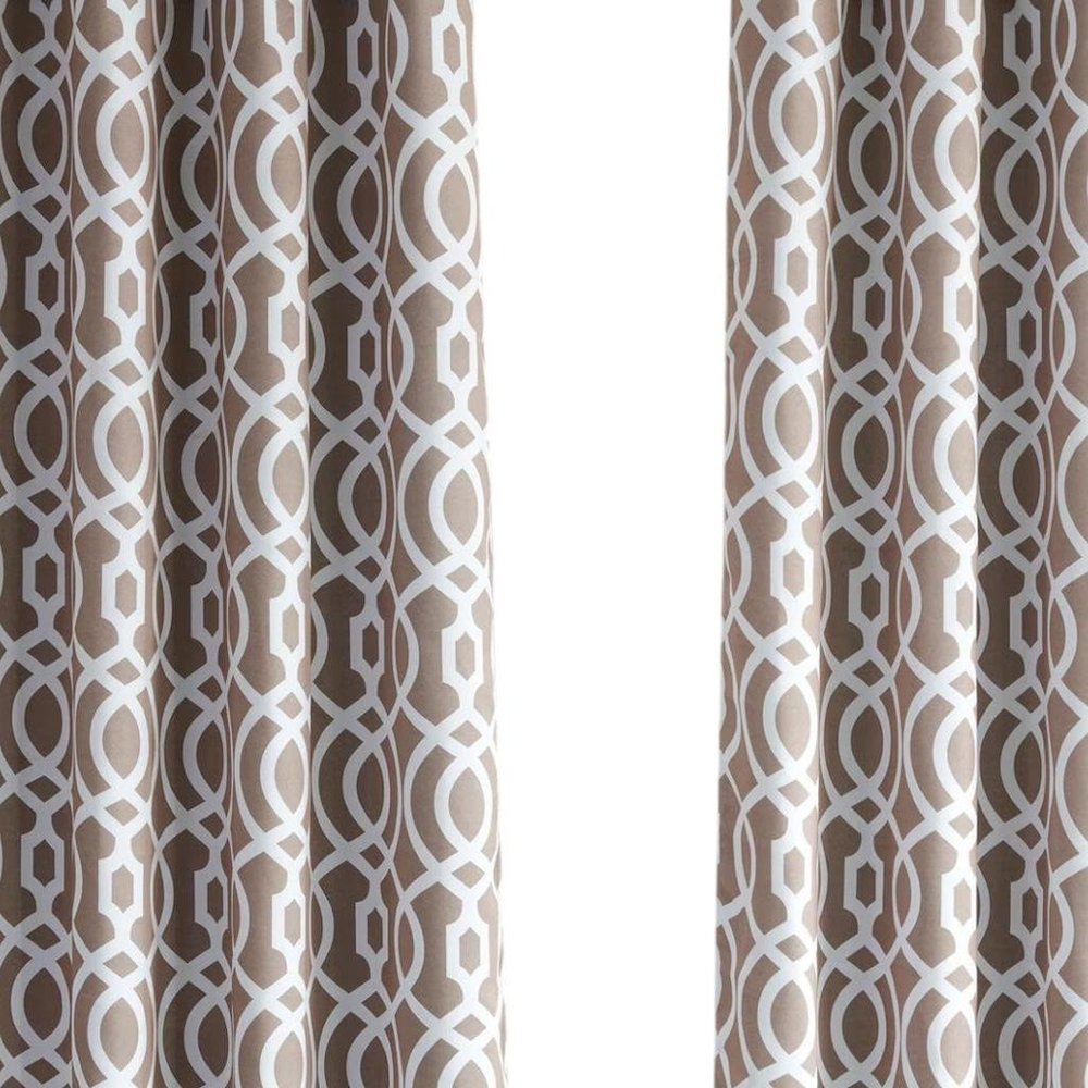 84" Taupe Trellis Black Out Window Curtain Panel