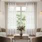 Set of Two 96"  White Wave Embroidered Window Panels