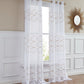 Set of Two 96" Gold and White SemiSheer Curtains