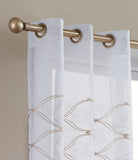 Set of Two 96" Gold and White SemiSheer Curtains