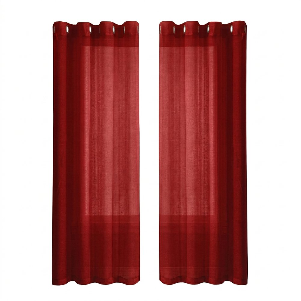 Set of Two 84"  Red Solid Modern Window Panels