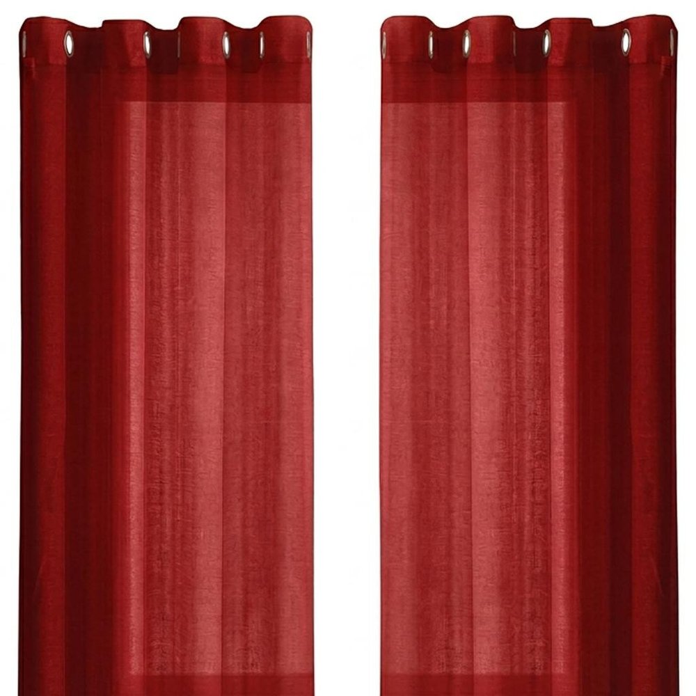 Set of Two 84"  Red Solid Modern Window Panels