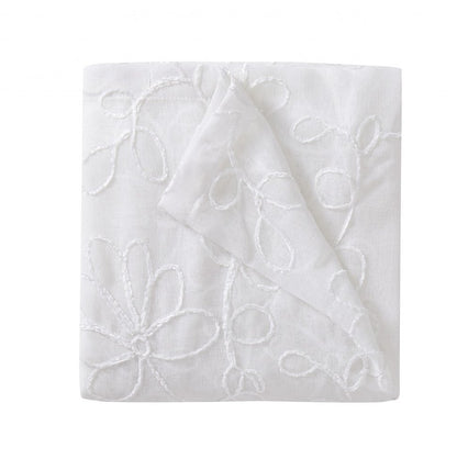 Set of Two 84"  White Floral Embroidered Window Panels