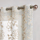 Set of Two 96"  Tan Floral Embroidered Window Panels