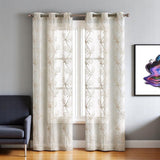 Set of Two 84" Beige Boho Embroidered Window Panels