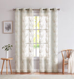 Set of Two 84" Beige Boho Embroidered Window Panels