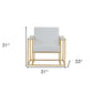 31" White And Gold Faux Leather Lounge Chair
