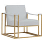31" White And Gold Faux Leather Lounge Chair