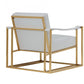31" White And Gold Faux Leather Lounge Chair