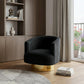 31" Black And Gold Velvet Barrel Chair