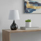 12" Black Table Lamp With White Globe Shade