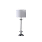 26" Silver Metal And Faux Crystal Table Lamp With White Cylinder Shade