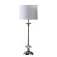 26" Silver Metal And Faux Crystal Table Lamp With White Cylinder Shade