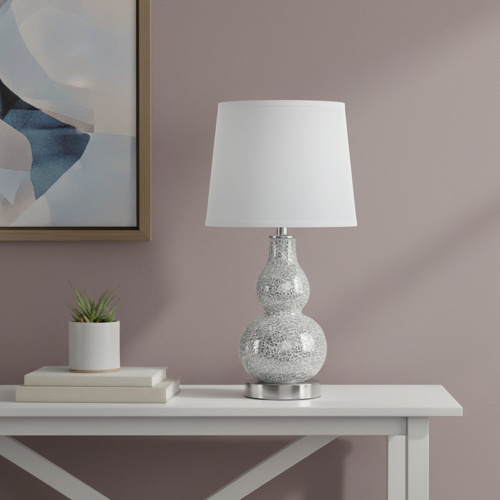 20" White Table Lamp With White Globe Shade