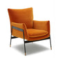 26" Orange And Black Velvet Wingback Chair