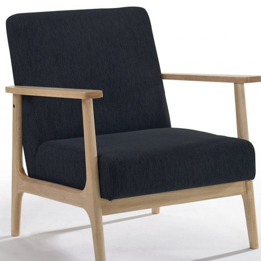 24" Black And Brown Upholstered Arm Chair