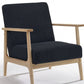 24" Black And Brown Upholstered Arm Chair