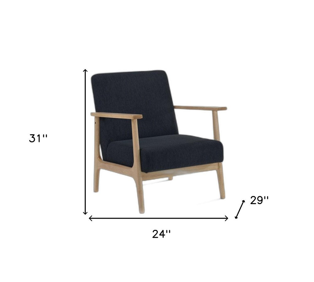 24" Black And Brown Upholstered Arm Chair
