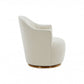 29" White And Gold Upholstered Swivel Barrel Chair