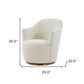 29" White And Gold Upholstered Swivel Barrel Chair
