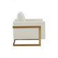 34" Cream And Gold Upholstered Arm Chair