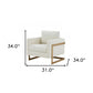 34" Cream And Gold Upholstered Arm Chair