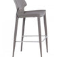 Set of Two 30" Gray Faux Leather And Steel Low Back Bar Height Bar Chairs