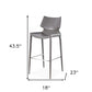 Set of Two 30" Gray Faux Leather And Steel Low Back Bar Height Bar Chairs