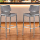 Set of Two 30" Gray Faux Leather And Steel Low Back Bar Height Bar Chairs