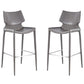 Set of Two 30" Gray Faux Leather And Steel Low Back Bar Height Bar Chairs