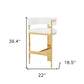 31" White And Gold Faux Leather And Stainless Steel Low Back Bar Height Bar Chair