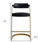26" Black And Gold Faux Leather And Stainless Steel Low Back Counter Height Bar Chair