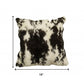 18" X 18" Black And White Rabbit Zippered Natural Fur Animal Print Throw Pillow
